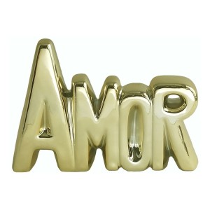 ENFEITE DECORATIVO DE CERÂMICA COM A FRASE AMOR 11X8CM - 2617-DOU