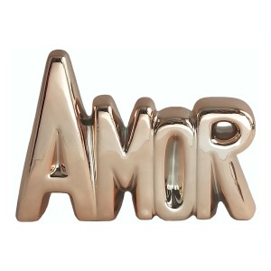 ENFEITE DECORATIVO DE CERÂMICA COM A FRASE AMOR 11X8CM - 2617-GR