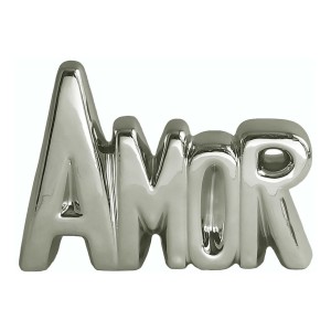 ENFEITE DECORATIVO DE CERÂMICA COM A FRASE AMOR 11X8CM - 2617-PTA