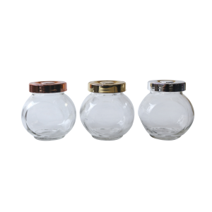 JOGO COM 6 POTES EM VIDRO COM TAMPAS CROMADAS 150 ML CADA - BRHS10186