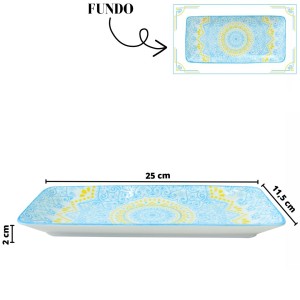 TRAVESSA RETANGULAR DE CERÂMICA ESTAMPADA 25X11,5X2CM - ZY033-J