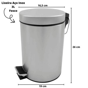 LIXEIRA INOX COM PEDAL 03 LITROS FOSCA - CA07029-FO