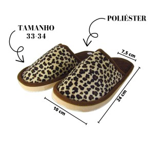 PANTUFA DE POLIÉSTER ESTAMPA ONCINHA JUVENIL E ADULTO 33/34-BF2262-33/34-MR