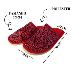 PANTUFA DE POLIÉSTER ESTAMPA ONCINHA JUVENIL E ADULTO 33/34-BF2262-33/34-VM