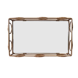 BANDEJA DE METAL ESPELHADA RETANGULAR DE VIDRO 4X15X25CM - KIT202-GR