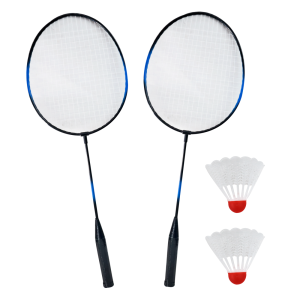 JOGO DE RAQUETE DE BADMINTON AÇO E PLÁSTICO COM 2 PETECAS- YS37083-AZ