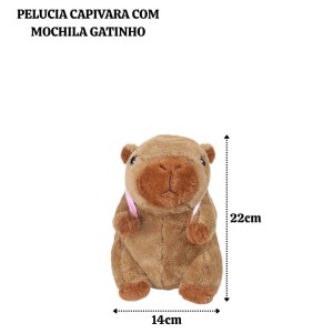 PELUCIA CAPIVARA COM MOCHILA DE GATINHO NAS COSTAS - FE7518MR-E