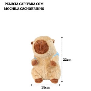 PELUCIA CAPIVARA COM MOCHILA DE CACHORRINHO NAS COSTAS - FE7518BG-C