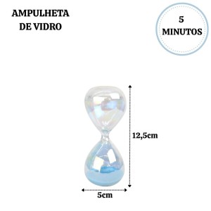 AMPULHETA DE VIDRO FURTA-COR 5 MINUTOS 12,5CM - 6486-D