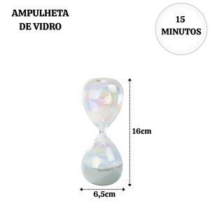 AMPULHETA DE VIDRO FURTA-COR DE 15 MINUTOS 16,5CM - 6487-B
