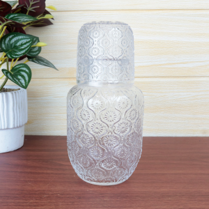 MORINGA DE VIDRO EM RELEVO COM COPO DAISY 500ML/145ML - 20520