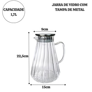 JARRA DE VIDRO COM TAMPA DE METAL 1,7LITROS - 20738