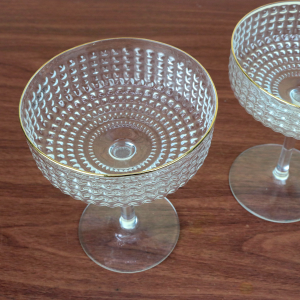 CONJUNTO 02 TAÇAS COUPE DE VIDRO COM BORDA DOURADA LINHA SPIKE 200ML - 29291