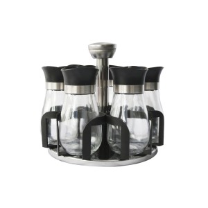 PORTA TEMPERO COM SUPORTE GIRATÓRIO DE INOX E PLÁSTICO COM 7 PEÇAS - TRC8448