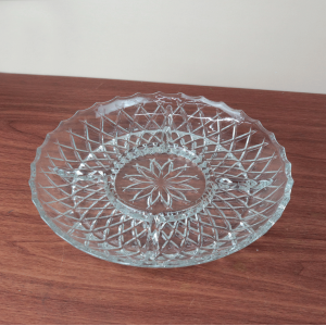 PETISQUEIRA REDONDA DE VIDRO COM RELEVO 5 DIVISÓRIAS 28CM - BM1227-A