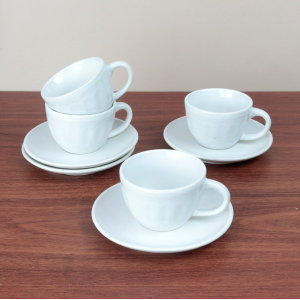 JOGO DE XÍCARAS COM PIRES DE CERÂMICA BRANCA 210ML 12 PEÇAS - CA18098