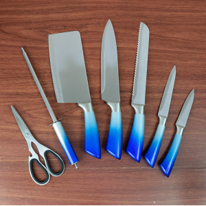 CONJUNTO DE FACAS PARA COZINHA EM AÇO INOX 7 PEÇAS E SUPORTE GIRATÓRIO - CA08275