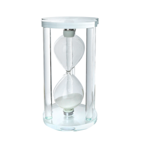 AMPULHETA DECORATIVA  DE VIDRO COM BASE DE VIDRO 1 MINUTO 14,5CM - DT25561-BR