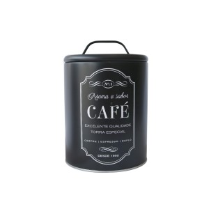 PORTA MANTIMENTO PARA CAFÉ EM LATA DE METAL COM TAMPA 13.7X13.7X17.5CM- 96777-B