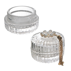 CASTIÇAL EM VIDRO COM TAMPA E PENDENTE 4,8CM  - GA10045-B