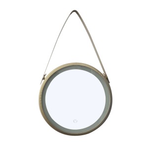 ESPELHO REDONDO COM LUZ DE LED E ALÇA DE METAL 30CM - 2949-DOU