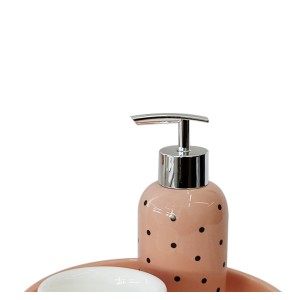 JOGO DE BANHEIRO HIGIENE DE PORCELANA ESTAMPA POÁ COM 5 PEÇAS - 2080