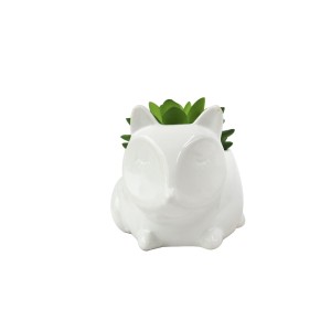 VASO DE CERÂMICA  COM SUCULENTA ARTIFICIAL 9X8CM - 4887-A