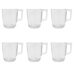 JOGO COM 6 CANECAS DE VIDRO TRANSPARENTE 160ML - BM9152