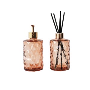 KIT DIFUSOR E PORTA SABONETE LÍQUIDO DE VIDRO 330 ML CADA - 2 PEÇAS - 96140-GOLDROSE