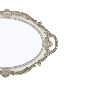 BANDEJA DE PLÁSTICO MODELO OVAL ESPELHADA COM ALÇA 25X37CM - CT2220-DOU