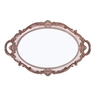 BANDEJA DE PLÁSTICO MODELO OVAL ESPELHADA COM ALÇA 25X37CM - CT2220-GR