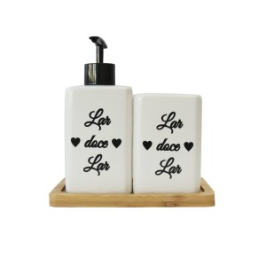 KIT DE BANHEIRO EM CERÂMICA COM 03 PEÇAS COM FRASE LAR DOCE LAR  - 98630