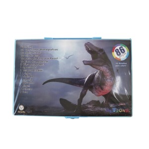 KIT DE PINTURA EM MALETA ESTAMPA DINOSSAURO COM 86 PEÇAS - MT86BOY-A