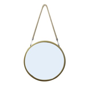 ESPELHO DE METAL REDONDO 30CM COM ALÇA EM CORDA E PRENDEDOR LATERAL - 2948-DOU