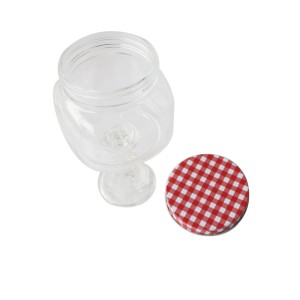 BOMBONIERE DE VIDRO COM PEDESTAL E TAMPA DE METAL 21,5CM - CA16055-VM