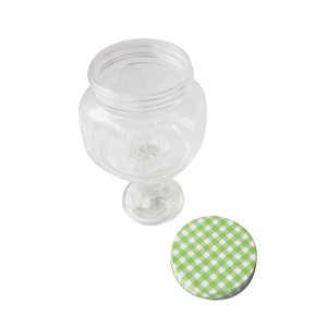 BOMBONIERE DE VIDRO COM PEDESTAL E TAMPA DE METAL 21,5CM - CA16055-VD