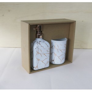 KIT PARA BANHEIRO DE VIDRO COM 02 PEÇAS ESTAMPA MARMORIZADA - BRYZ10344-GR