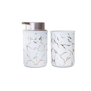 KIT PARA BANHEIRO DE VIDRO COM 02 PEÇAS ESTAMPA MARMORIZADA - BRYZ10342-GR