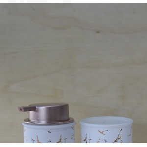 KIT PARA BANHEIRO DE VIDRO COM 02 PEÇAS ESTAMPA MARMORIZADA - BRYZ10342-GR