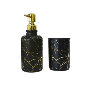 KIT PARA BANHEIRO DE VIDRO COM 02 PEÇAS ESTAMPA MARMORIZADA - BRYZ10341-DOU