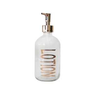 PORTA SABONETE LÍQUIDO DE VIDRO TRANSPARENTE E DETALHES GOLD ROSE 500 ML - BRYZ10193-B