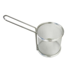 CESTA DE PETISCO REDONDA DE AÇO INOX 8.8X8.8X9CM - TRC8516