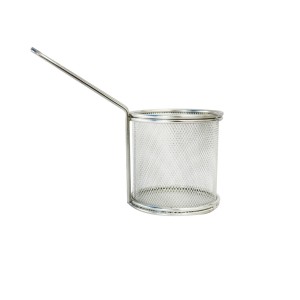 CESTA DE PETISCO REDONDA DE AÇO INOX 8.8X8.8X9CM - TRC8516