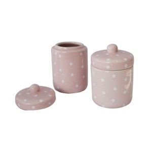 KIT DE BANHEIRO EM CERÂMICA COM 04 PEÇAS ESTAMPA POA - LQ309-RS