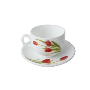 JOGO COM 6 PÇS DE XICARA PARA CHÁ E CAFÉ COM ESTAMPA FLORAL DE PORCELANA 220ML-0338