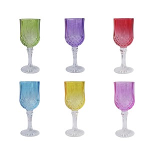 JOGO DE 6 PEÇAS DE MINI TAÇA DE VIDRO EM CORES SORTIDAS 125ML CADA - 81413