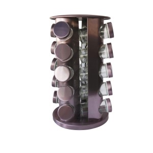 PORTA TEMPERO GIRATÓRIO COM SUPORTE REDONDO LILÁS COM 20 PÇS - BF4071