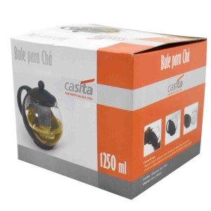 BULE PARA CHÁ DE VIDRO E PLÁSTICO COM INFUSOR INTERNO 1250 ML - CA11080-MR