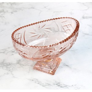 BALEIRO DE VIDRO 11X15 CM GOLD ROSE COM PÉ - PIN7110