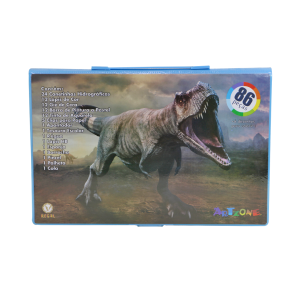 KIT DE PINTURA EM MALETA ESTAMPA DINOSSAURO COM 86 PEÇAS - MT86BOY-F